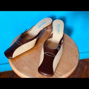 Vintage Two Toned Square Toe Mule Shoes